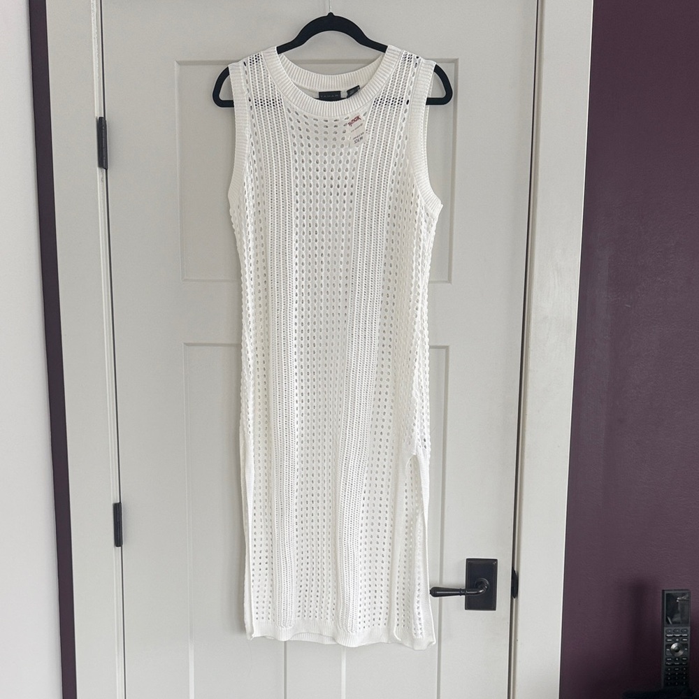 Tahari White Knit Swim Coverup